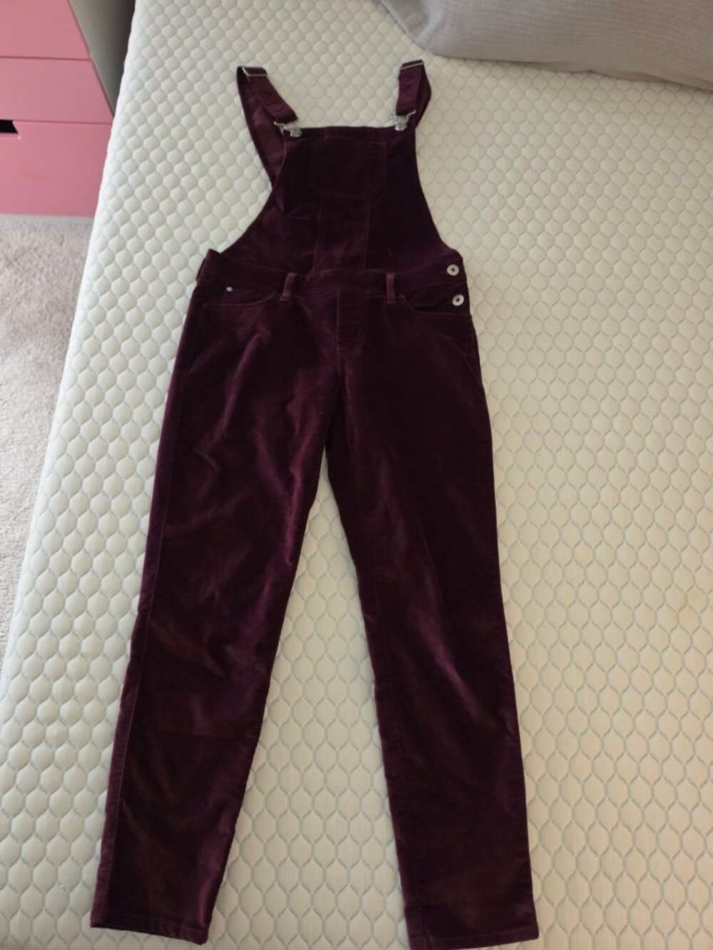 Abercrombie Kids Girls Velvet Overalls Burgundy Wine Size 15/16